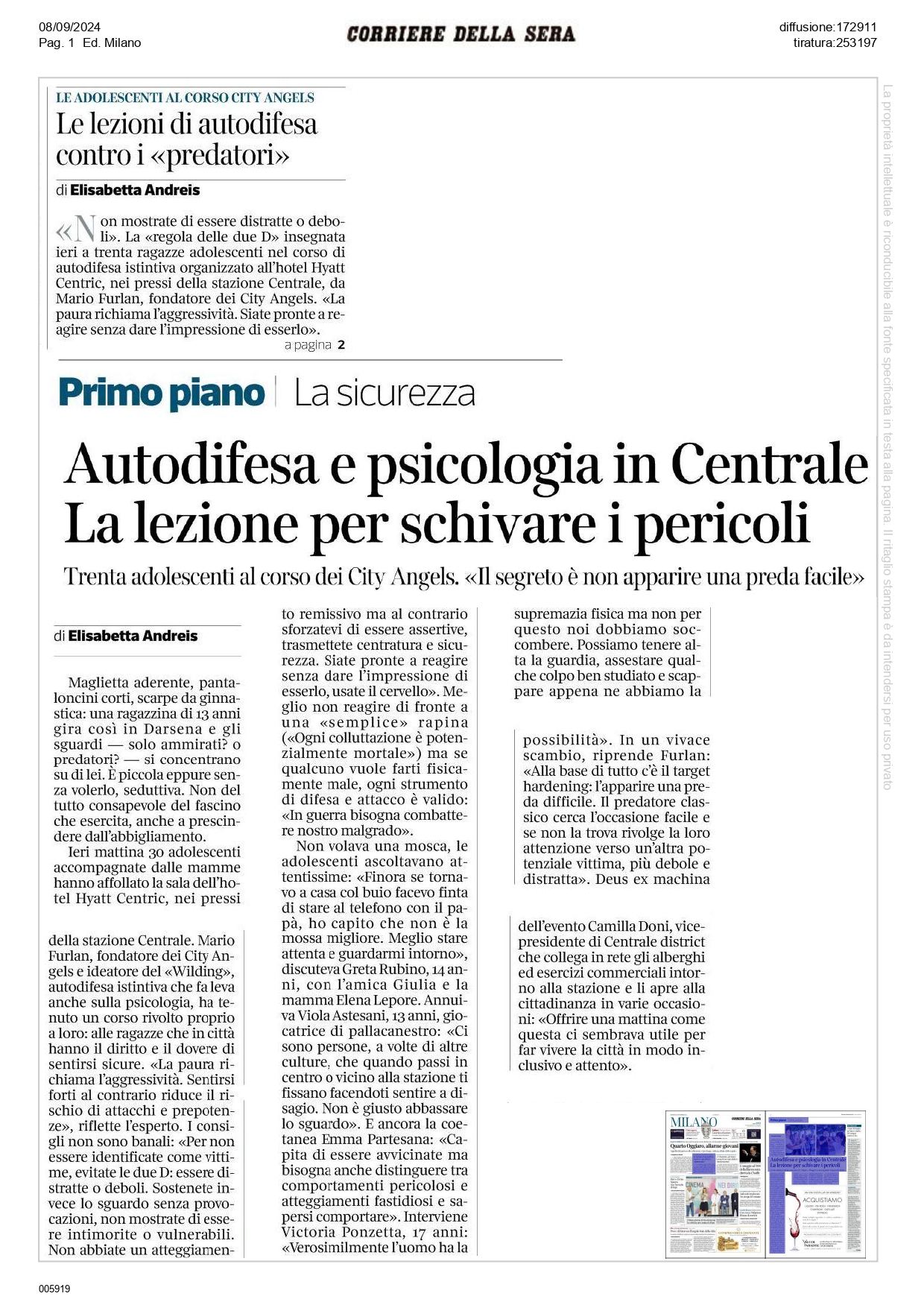 Lezioni di autodifesa per donne a Milano