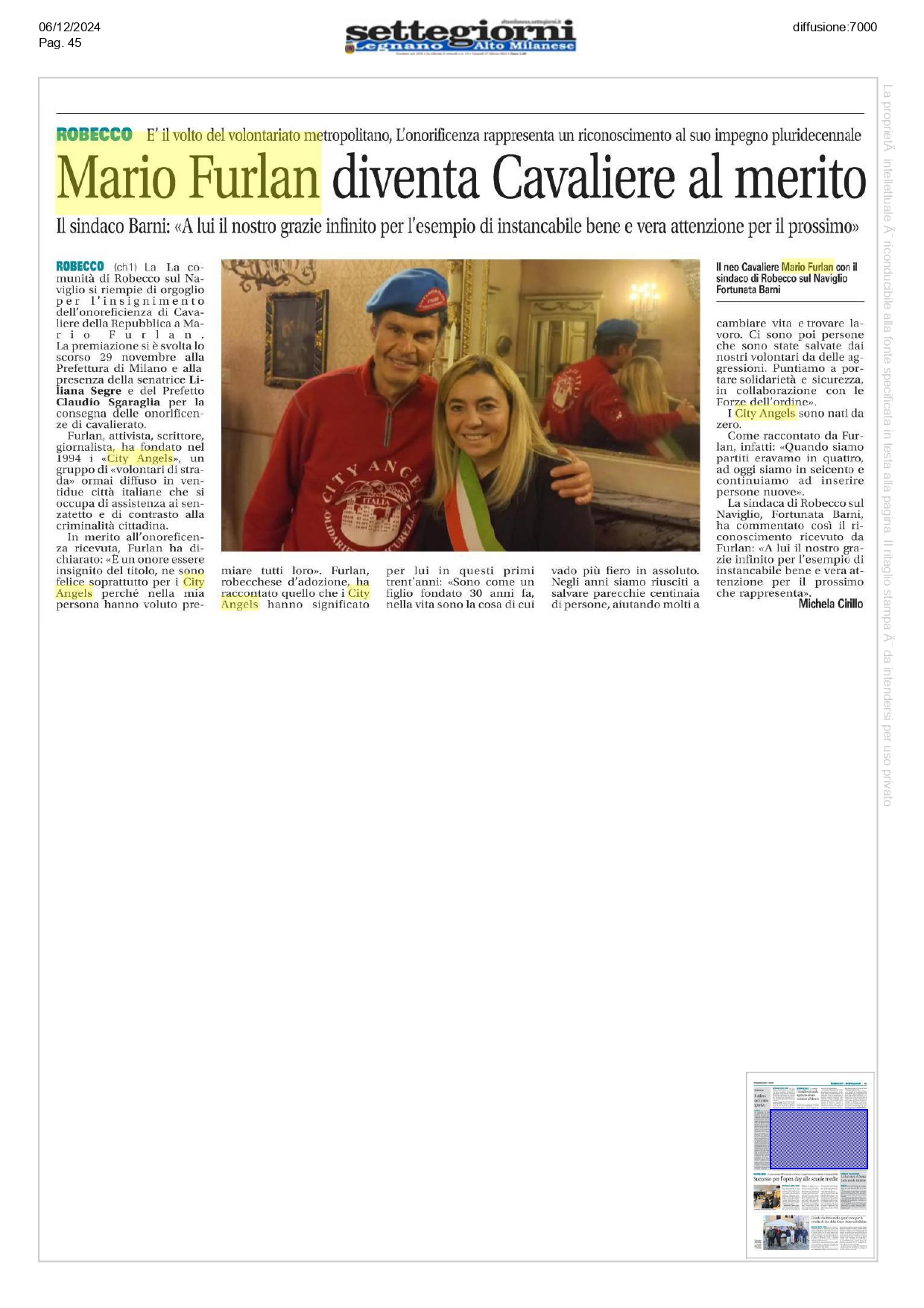 Mario Furlan diventa Cavaliere al Merito