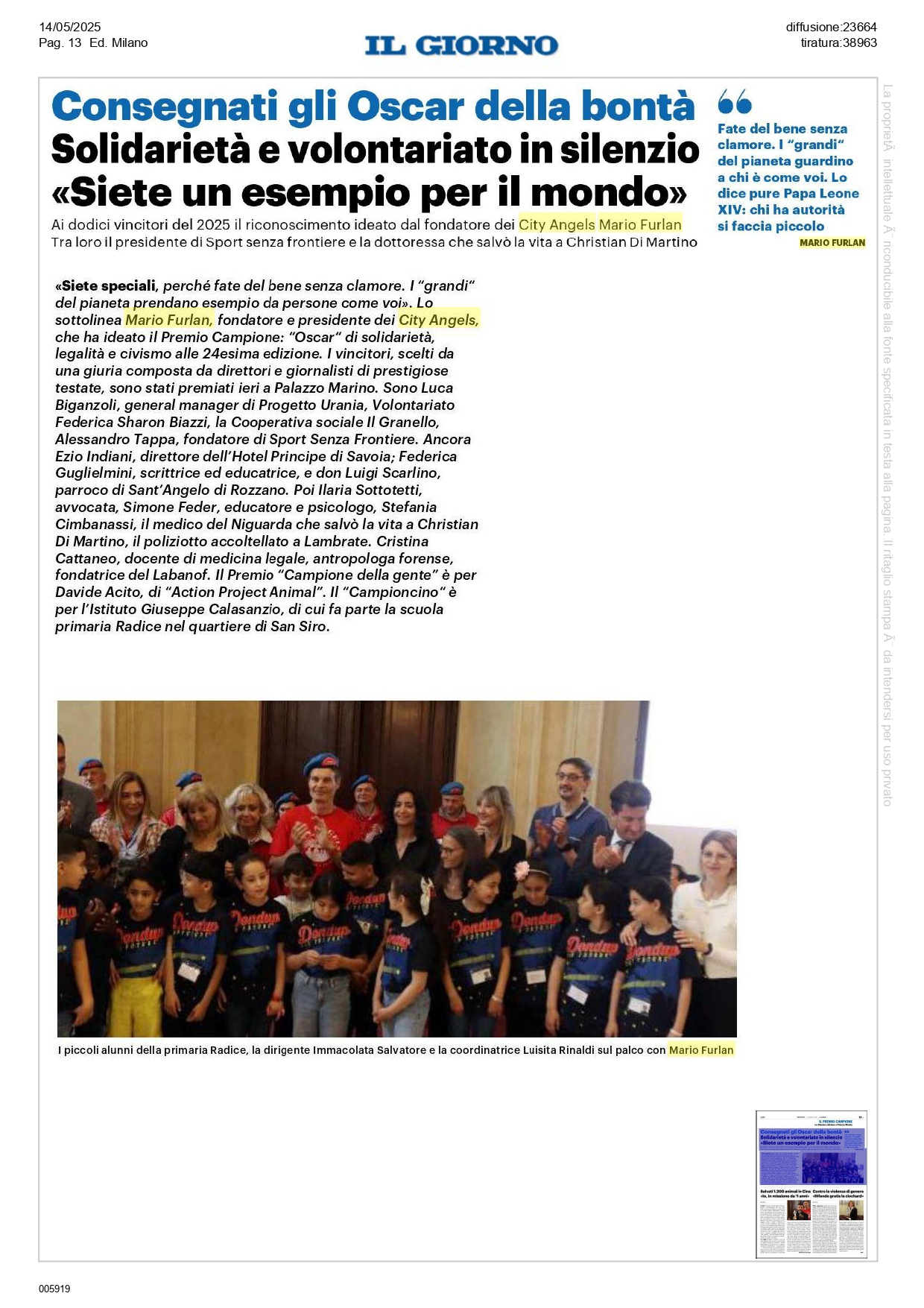 Mario Furlan Premio Campione