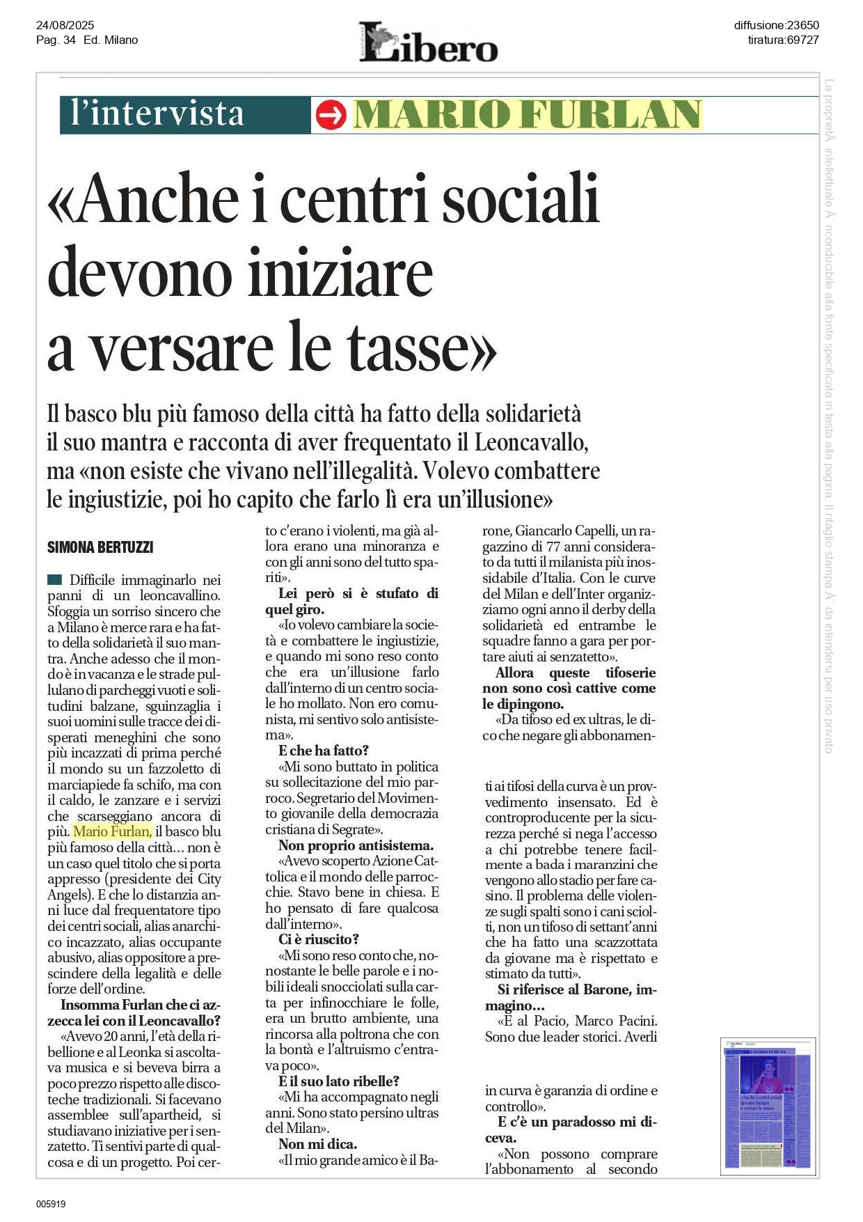 Mario Furlan solidarietà